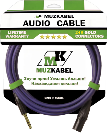 Аудио кабель MUZKABEL BXSMK5S - 2 метра, XLR (папа) - JACK (стерео)