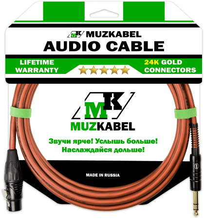 Аудио кабель MUZKABEL BSJMK5B - 1,5 метра, XLR (мама) - JACK (стерео)