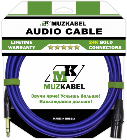 Аудио кабель MUZKABEL BXFMK1V - 1 метр, XLR (папа) - JACK (стерео)