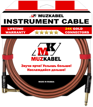 Гитарный кабель MUZKABEL JZMK5B(R) - 2 метра, JACK - JACK (Угловой)