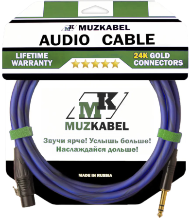 Аудио кабель MUZKABEL BSJMK5N - 1 метр, XLR (мама) - JACK (стерео)