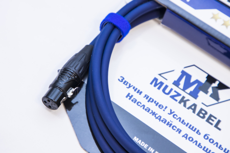 Микрофонный кабель MUZKABEL XJFMK1S - 1,5 метра, JACK (моно) - XLR (мама)
