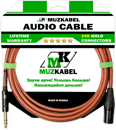 Аудио кабель MUZKABEL BXSMK5B - 1,5 метра, XLR (папа) - JACK (стерео)